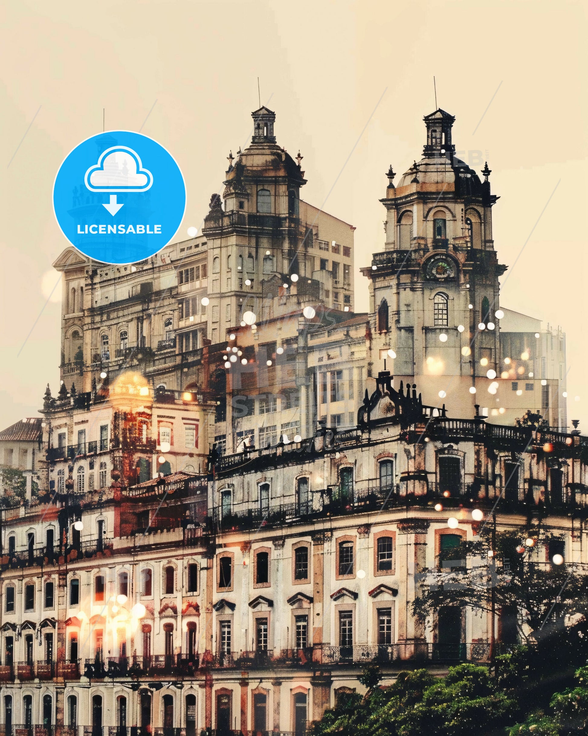 Limeira Urban Skyline Composite Art Print - A large building with many towers