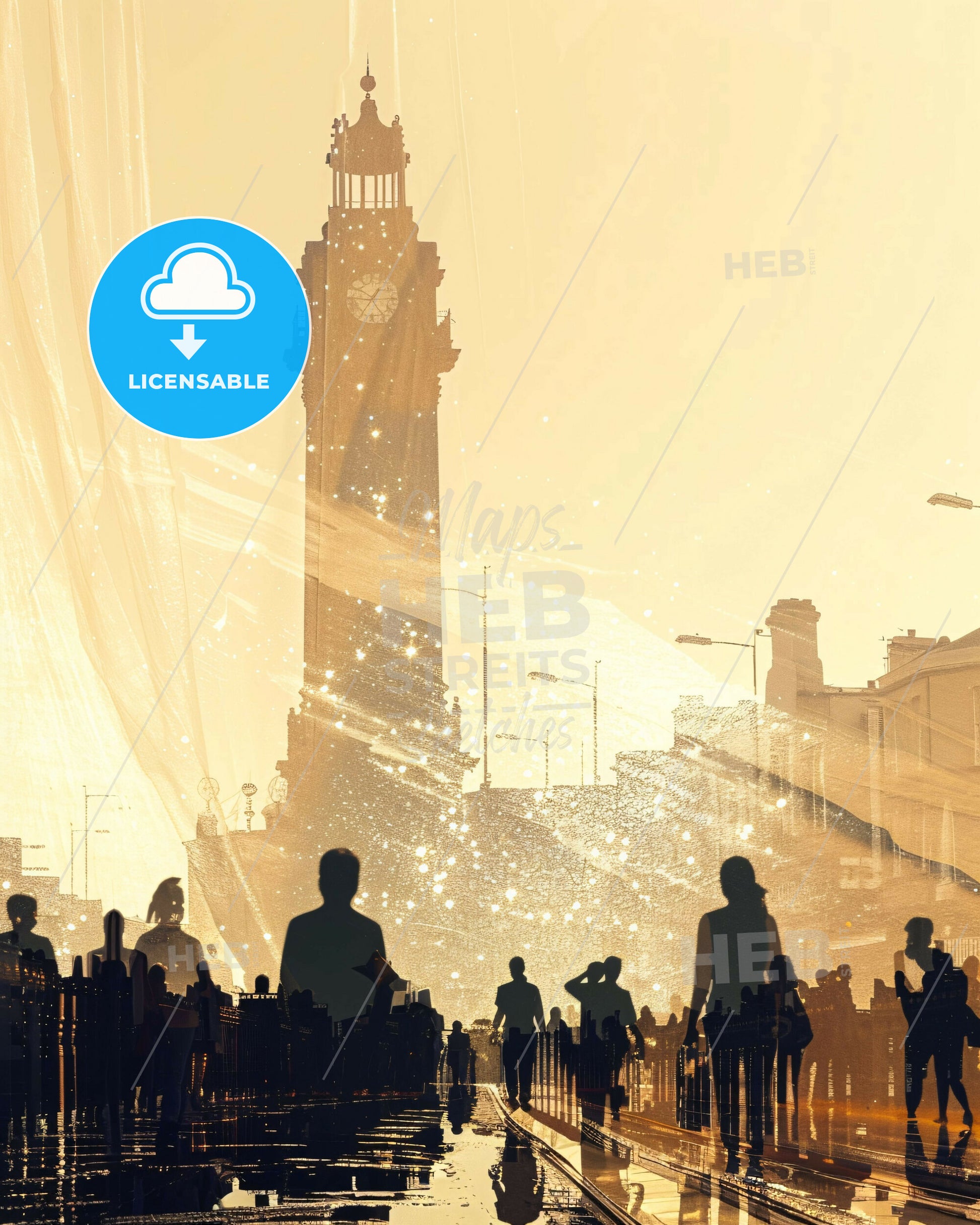 Limerick City Skyline Tapestry Wall Art - A group of people walking in a city