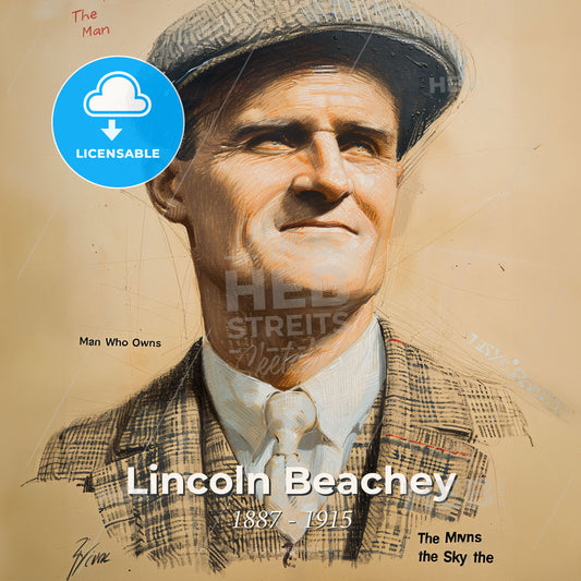 Lincoln Beachey, 1887 - 1915, American aviator - A Drawing Of A Man Wearing A Hat Print Template