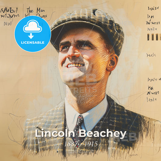 Lincoln Beachey, 1887 - 1915, American aviator - A Man Wearing A Hat And Tie Print Template