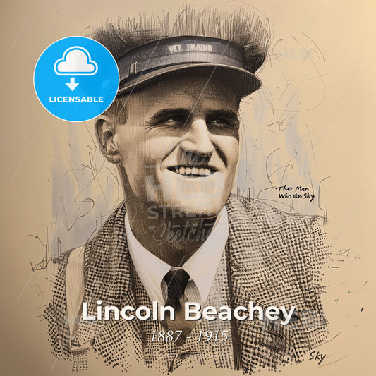 Lincoln Beachey, 1887 - 1915, American aviator - A Man Wearing A Hat Print Template