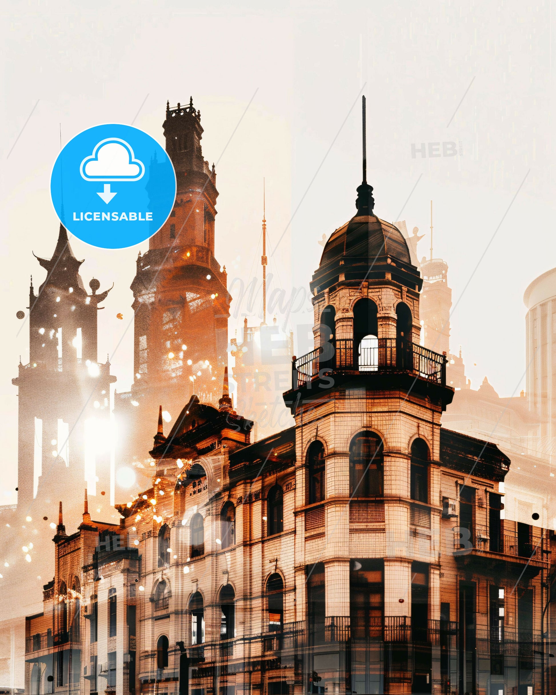 Liuzhou: Day and Night Skyline Art - A double exposure of a building