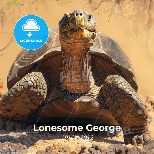 Lonesome George, 1910 - 2012, Pinta Island tortoise - A Tortoise On The Sand Print Template