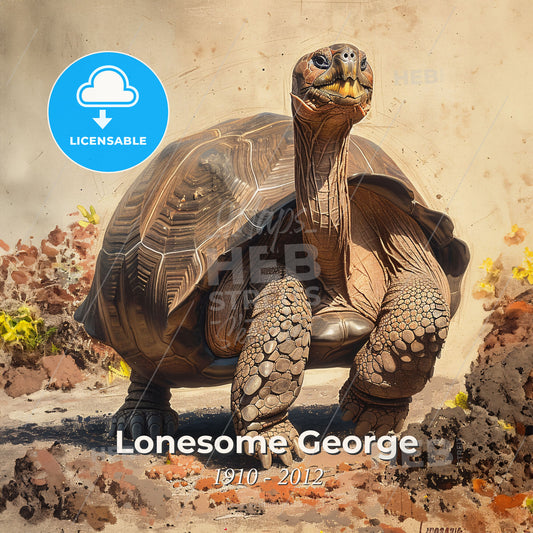 Lonesome George, 1910 - 2012, Pinta Island tortoise - A Tortoise Walking On Dirt Print Template