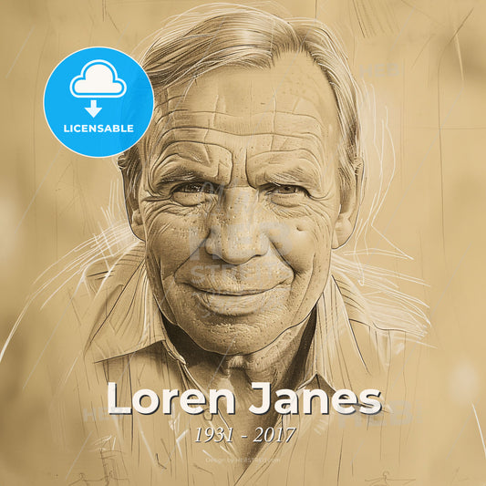 Loren Janes, 1931 - 2017, American stuntman and actor - A Man Smiling With A Drawing On It Print Template