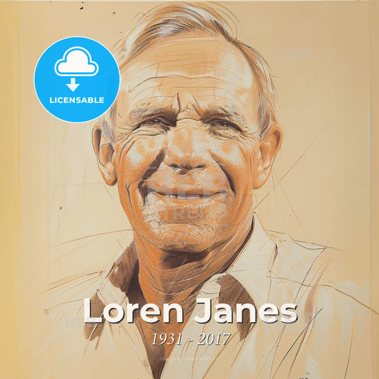 Loren Janes, 1931 - 2017, American stuntman and actor - A Man Smiling With A Drawing Print Template