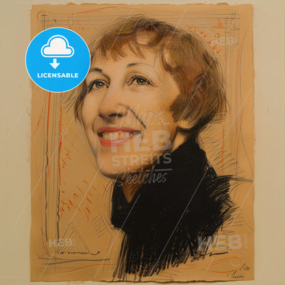 Lotte Lenya, 1898 - 1981, Austrian-German actress and singer - A Drawing Of A Woman Smiling