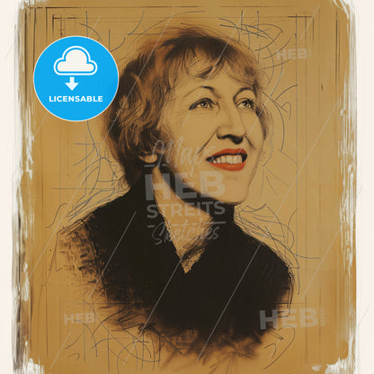 Lotte Lenya, 1898 - 1981, Austrian-German actress and singer - A Drawing Of A Woman Smiling