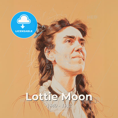 Lottie Moon, 1840 - 1912, American missionary - A Drawing Of A Woman With A Blue Bow In Her Hair Print Template