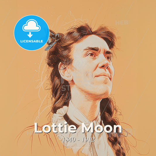 Lottie Moon, 1840 - 1912, American missionary - A Drawing Of A Woman With A Blue Bow In Her Hair Print Template