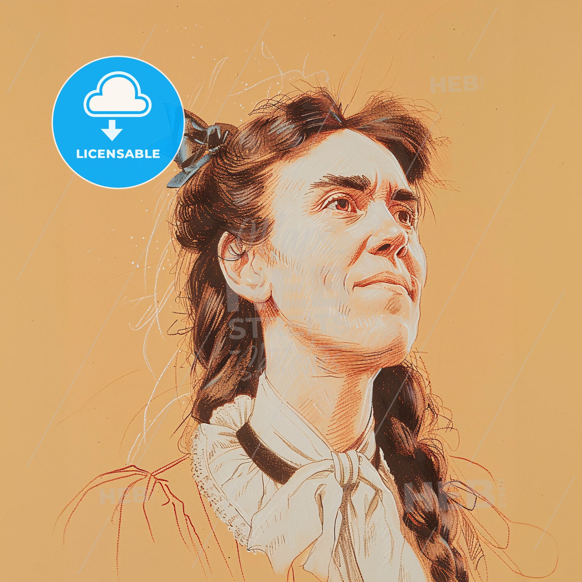 Lottie Moon, 1840 - 1912, American missionary - A Drawing Of A Woman With A Blue Bow In Her Hair