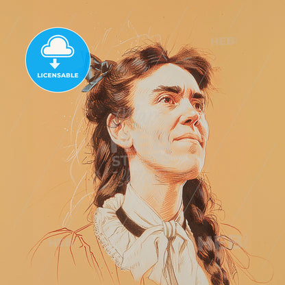 Lottie Moon, 1840 - 1912, American missionary - A Drawing Of A Woman With A Blue Bow In Her Hair