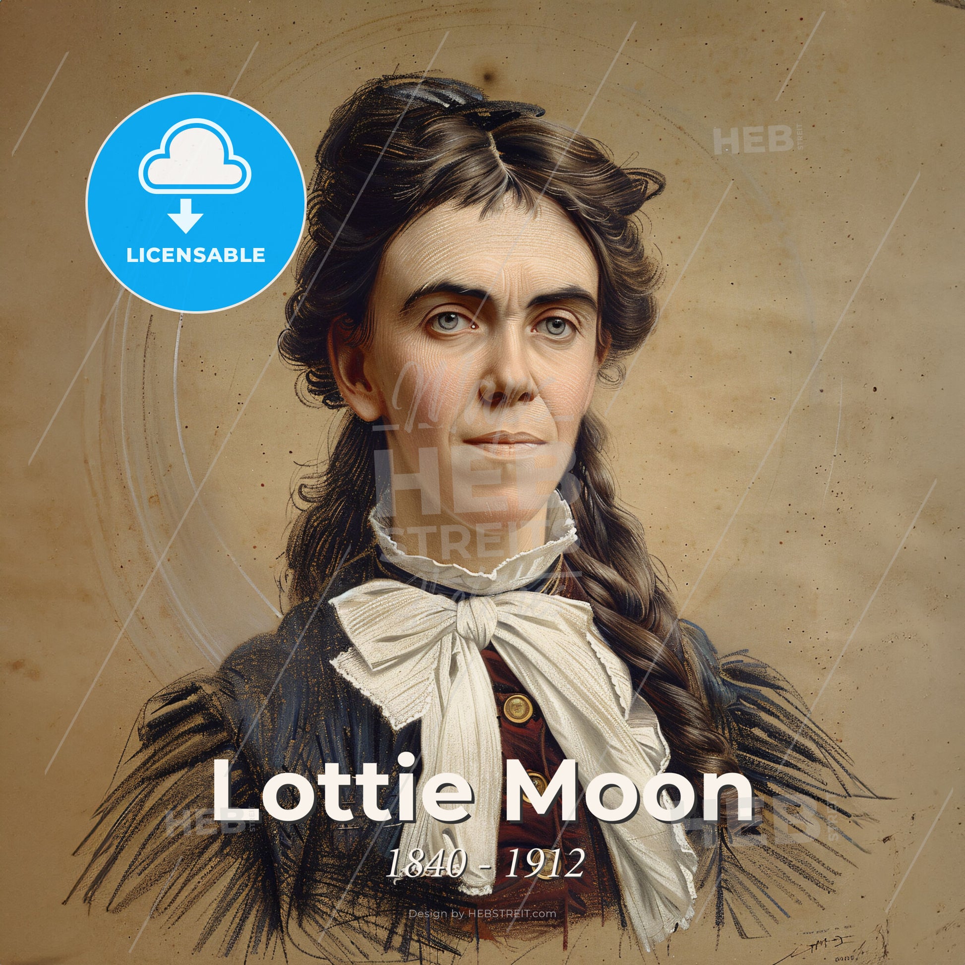 Lottie Moon, 1840 - 1912, American missionary - A Painting Of A Woman With A White Bow Print Template