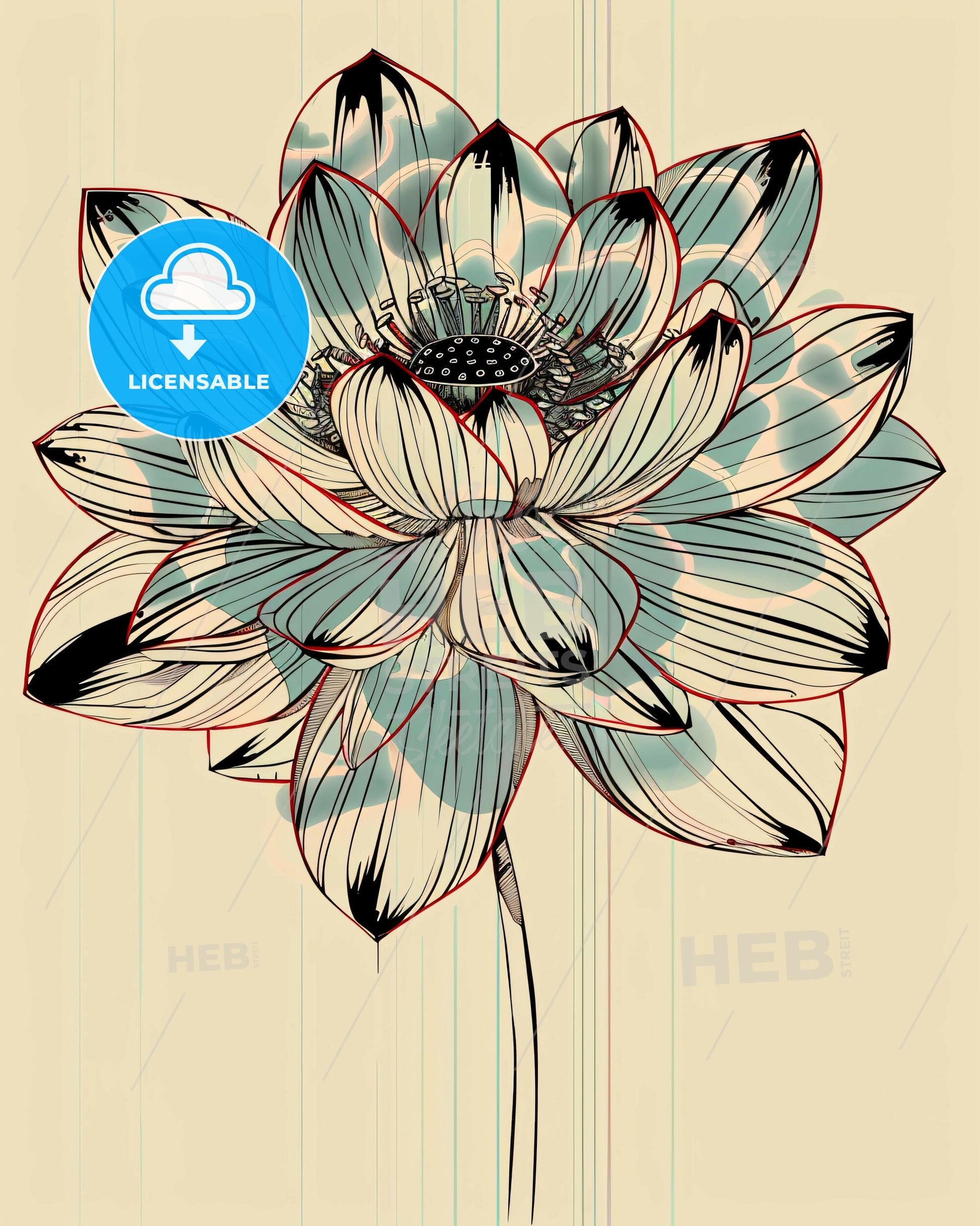 Zen Serenity in Bold Lines - A drawing of a flower