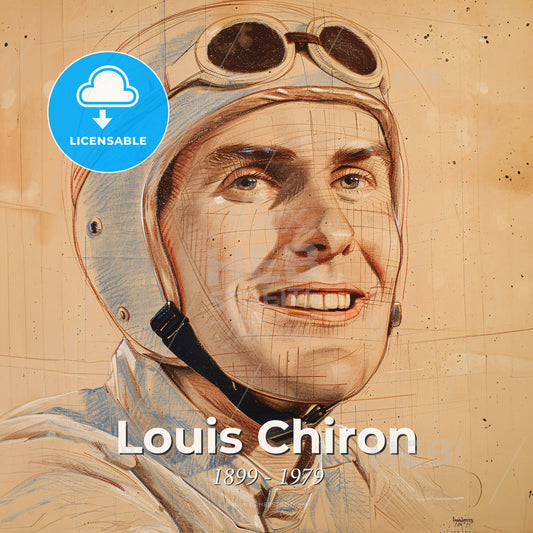 Louis Chiron, 1899 - 1979, Monegasque racing driver - A Drawing Of A Man Wearing A Helmet Print Template