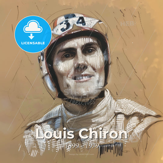 Louis Chiron, 1899 - 1979, Monegasque racing driver - A Drawing Of A Man Wearing A Helmet Print Template