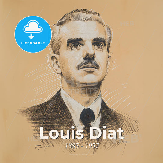 Louis Diat, 1885 - 1957, French chef - A Drawing Of A Man With A Mustache Print Template