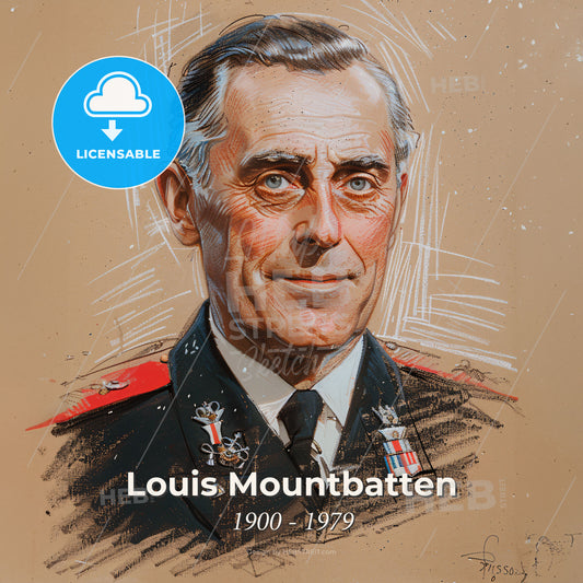 Louis Mountbatten, 1900 - 1979, British Admiral of the Fleet - A Portrait Of A Man In A Military Uniform Print Template