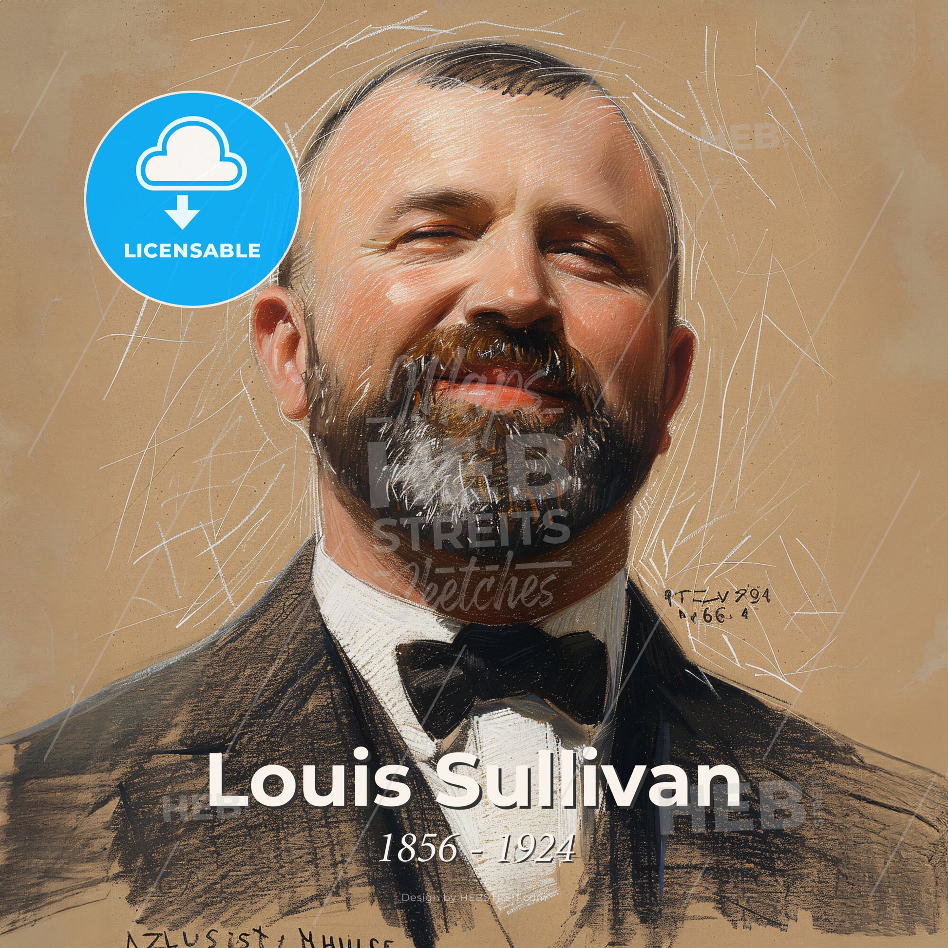 Louis Sullivan, 1856 - 1924, American architect - A Man In A Suit Print Template