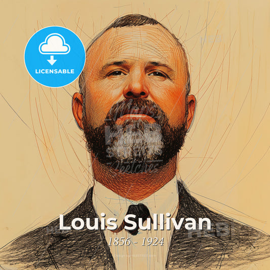 Louis Sullivan, 1856 - 1924, American architect - A Man With A Beard And Mustache Print Template