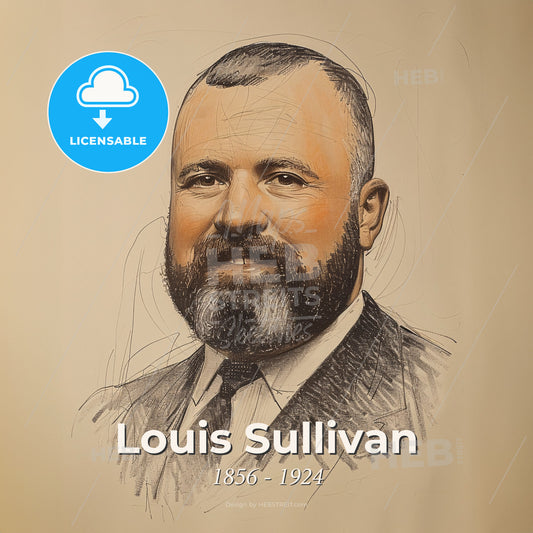 Louis Sullivan, 1856 - 1924, American architect - A Portrait Of A Man Print Template