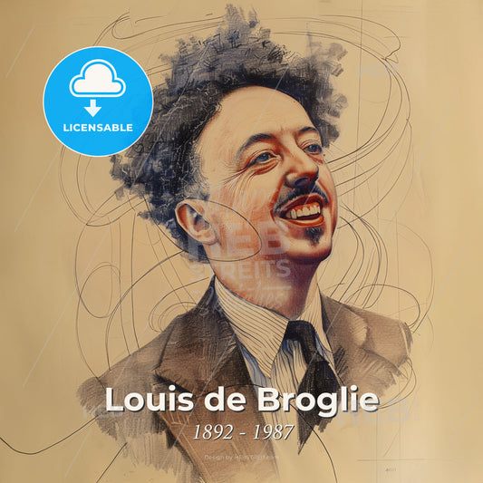 Louis de Broglie, 1892 - 1987, French physicist - A Man With Curly Hair And Mustache Print Template