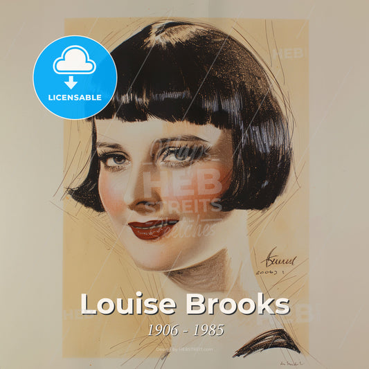 Louise Brooks, 1906 - 1985, American actress - A Woman With Short Black Hair Print Template