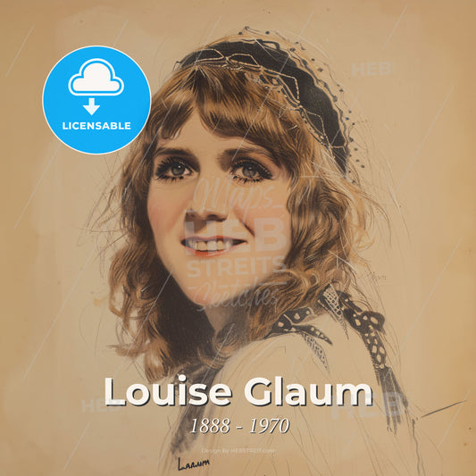 Louise Glaum, 1888 - 1970, American actress - A Woman With Long Hair And A Hat Print Template