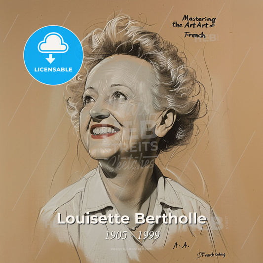 Louisette Bertholle, 1905 - 1999, French chef and cookbook author - A Drawing Of A Woman Smiling Print Template