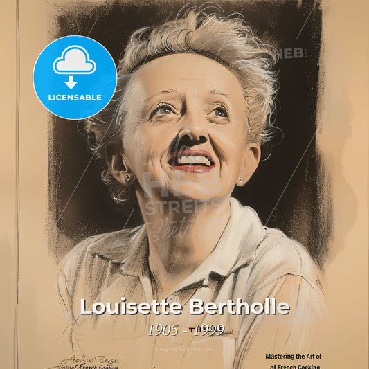 Louisette Bertholle, 1905 - 1999, French chef and cookbook author - A Drawing Of A Woman Smiling Print Template