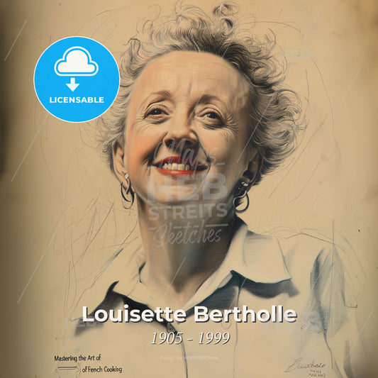 Louisette Bertholle, 1905 - 1999, French chef and cookbook author - A Woman Smiling With A White Shirt Print Template
