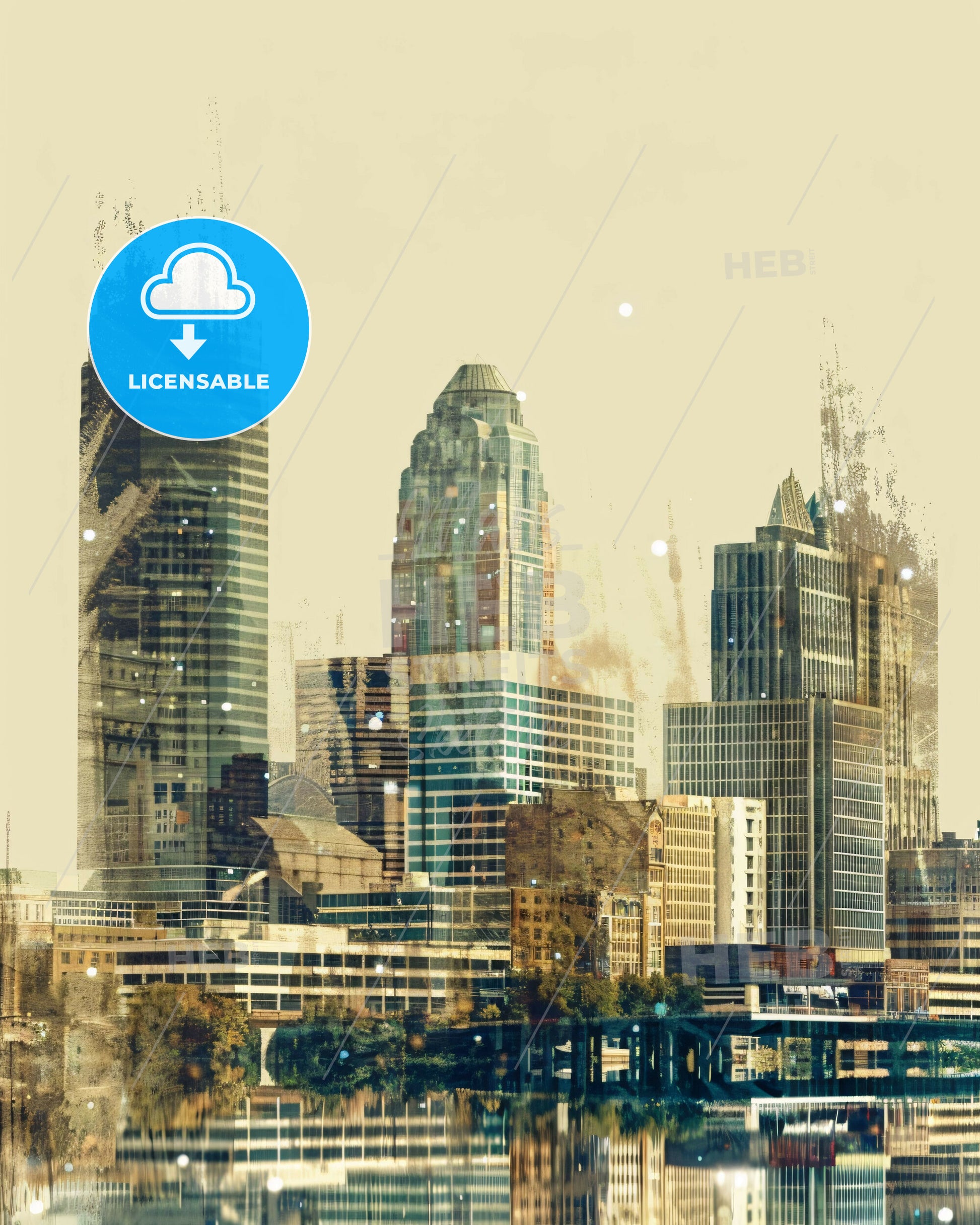 Louisville Kentucky City Skyline Fairytale Poster - A city skyline with many tall buildings