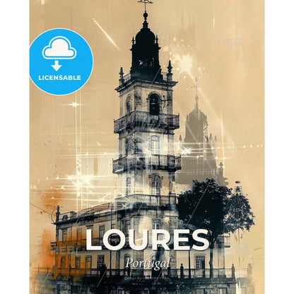 Loures: Unique Skyline and Local Flair Poster - A building with a tower - Square format print template