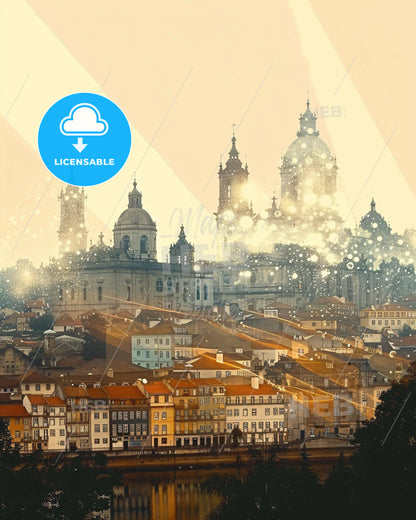 Loures Skyline Cityscape Composite Artwork Poster - A city with many buildings