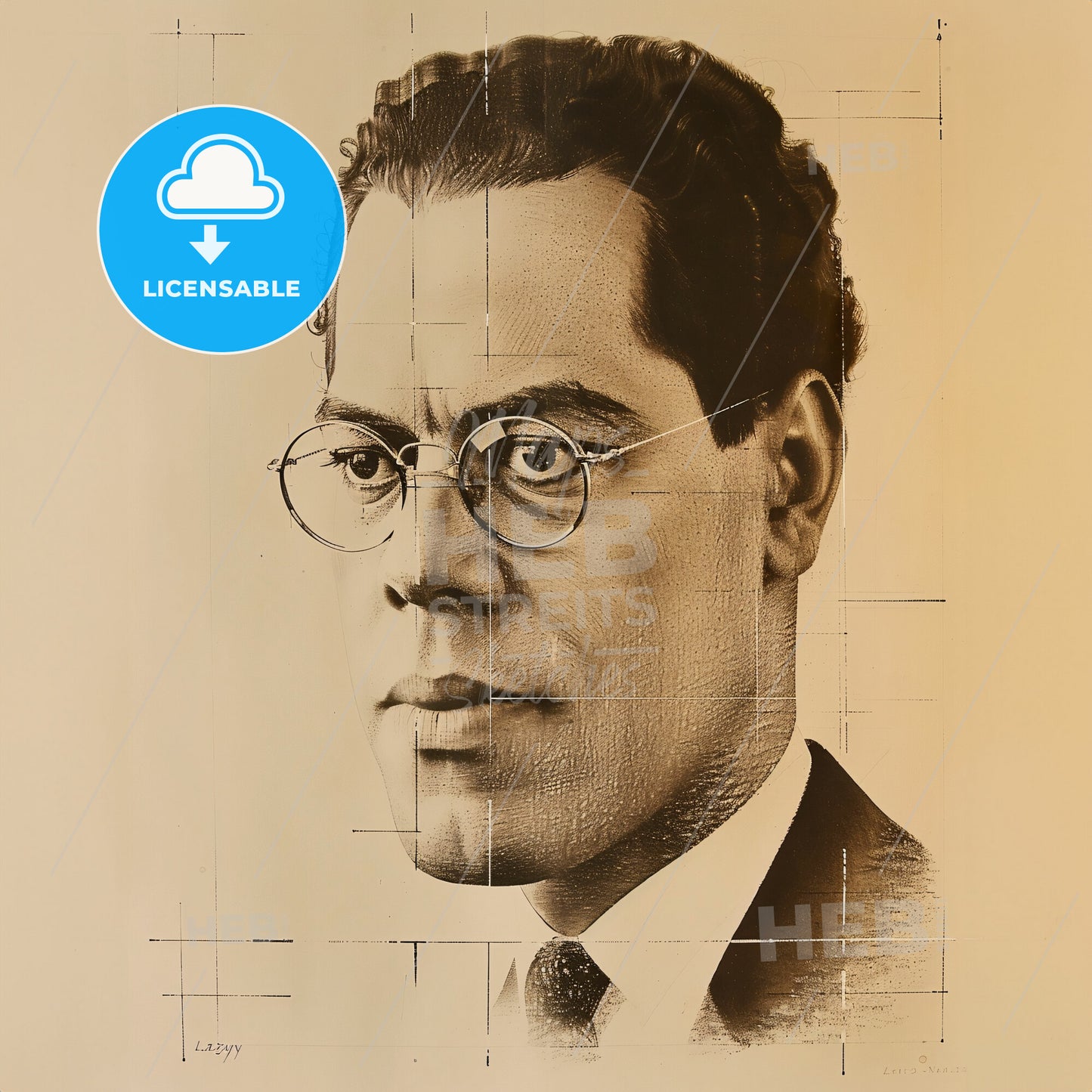 László Moholy-Nagy, 1895 - 1946, Hungarian-German artist - A Man Wearing Glasses And A Suit