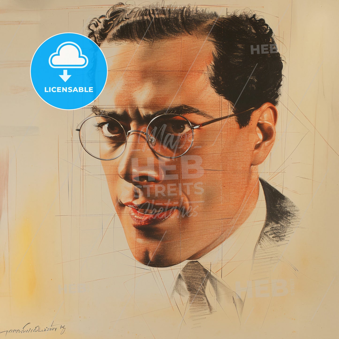 László Moholy-Nagy, 1895 - 1946, Hungarian-German artist - A Man Wearing Glasses And A Suit