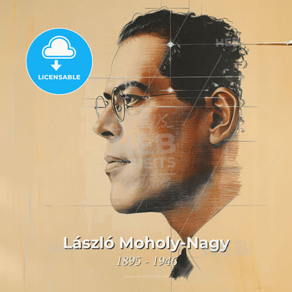 László Moholy-Nagy, 1895 - 1946, Hungarian-German artist - A Man With Glasses And A Tie Print Template