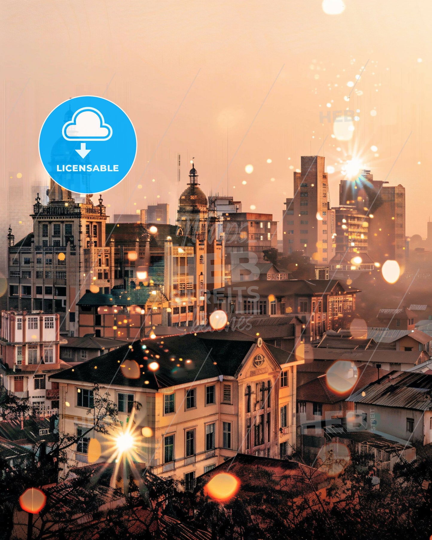 Lubumbashi Skyline Double Exposure Poster Art - A city with many buildings