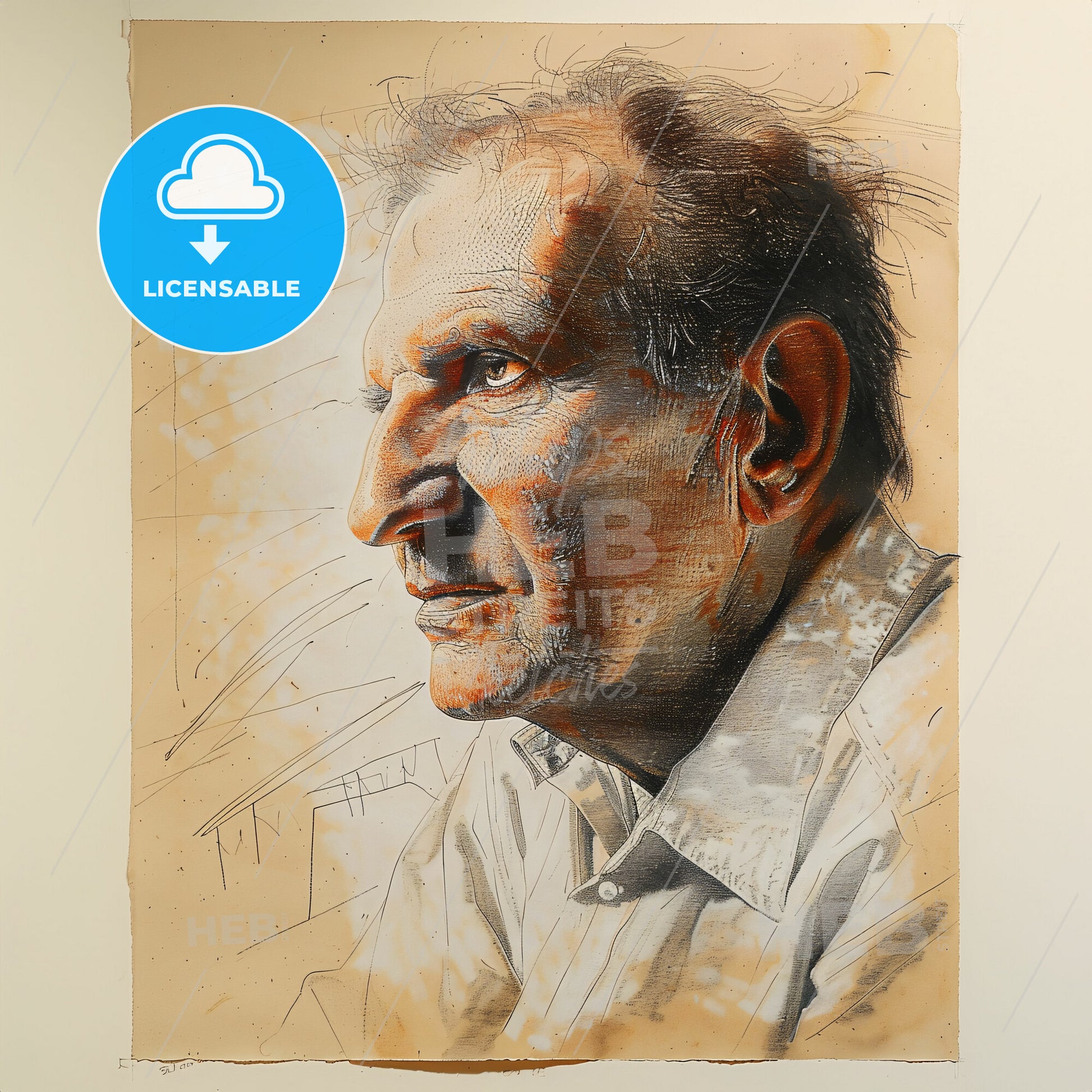 Lucian Freud, 1922 - 2011, British painter - A Drawing Of A Man