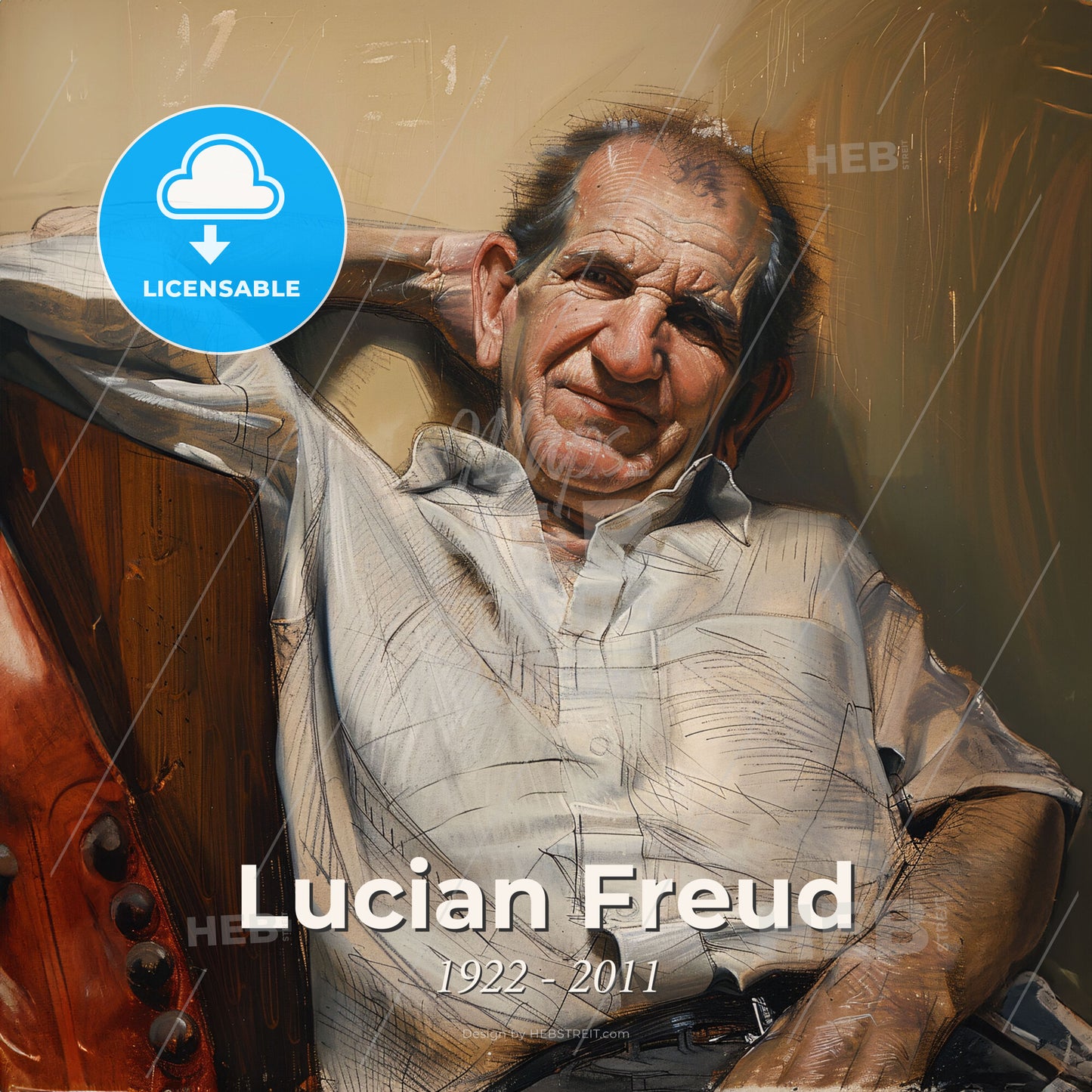 Lucian Freud, 1922 - 2011, British painter - A Man Sitting In A Chair Print Template