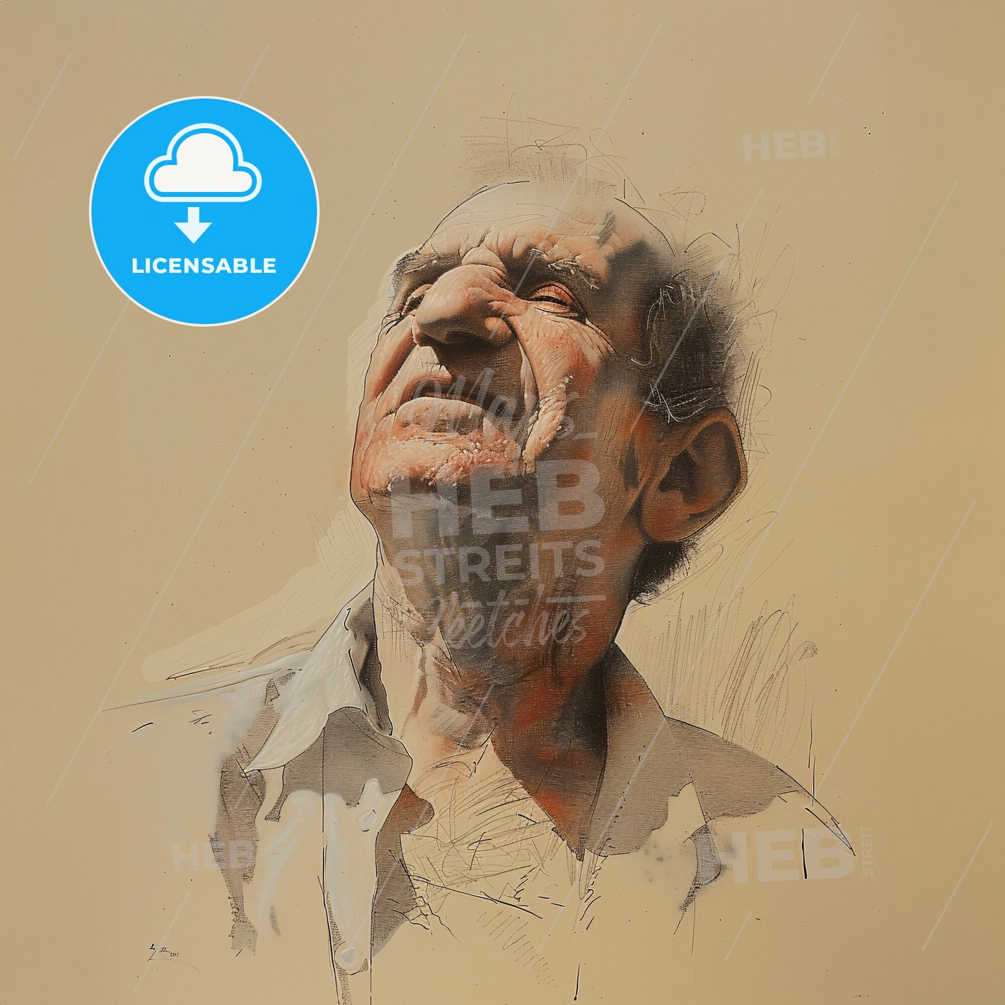 Lucian Freud, 1922 - 2011, British painter - A Man Looking Up With His Eyes Closed