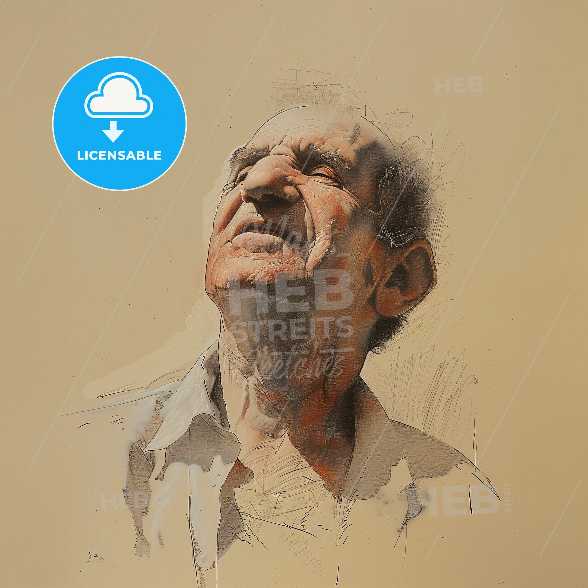 Lucian Freud, 1922 - 2011, British painter - A Man Looking Up With His Eyes Closed