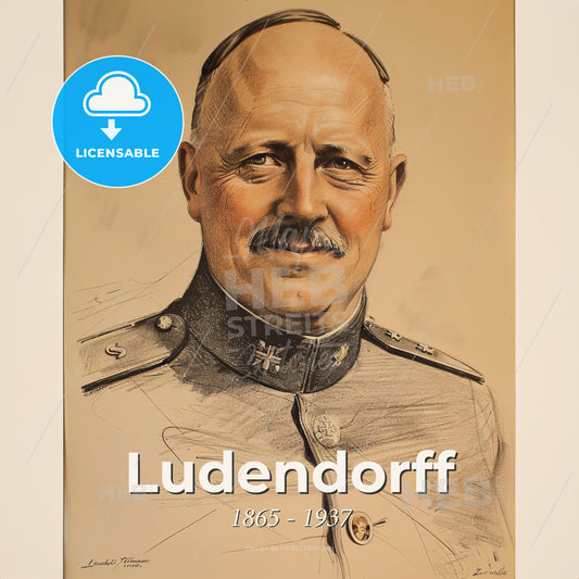 Ludendorff, 1865 - 1937, German General - A Portrait Of A Man In A Military Uniform Print Template