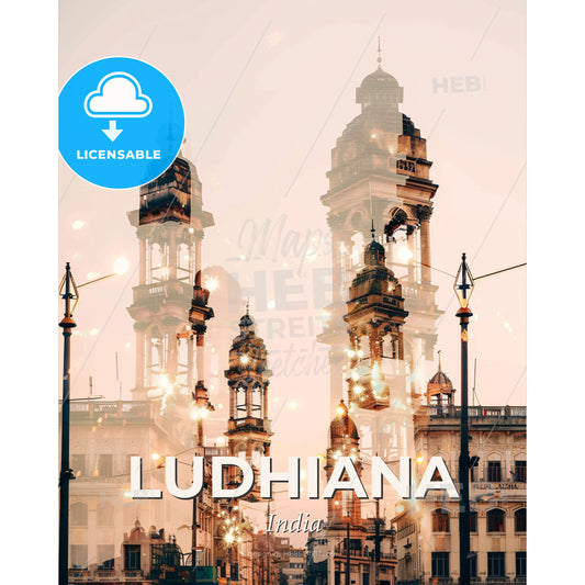 Ludhiana Skyline Composite Art Cityscape Poster - A double exposure of a city - Square format print template