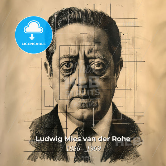 Ludwig Mies van der Rohe, 1886 - 1969, German-American architect - A Drawing Of A Man Print Template