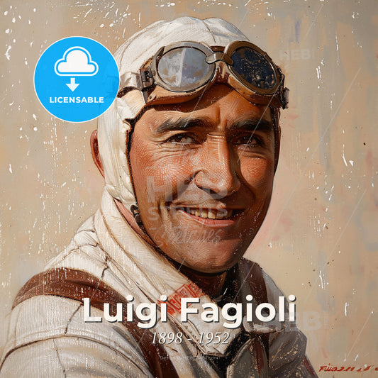 Luigi Fagioli, 1898 - 1952, Italian racing driver - A Man Wearing Goggles And A White Uniform Print Template