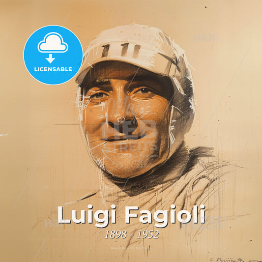 Luigi Fagioli, 1898 - 1952, Italian racing driver - A Drawing Of A Man Wearing A Hat Print Template