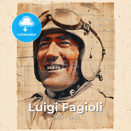 Luigi Fagioli, 1898 - 1952, Italian racing driver - A Man Wearing A Helmet Print Template