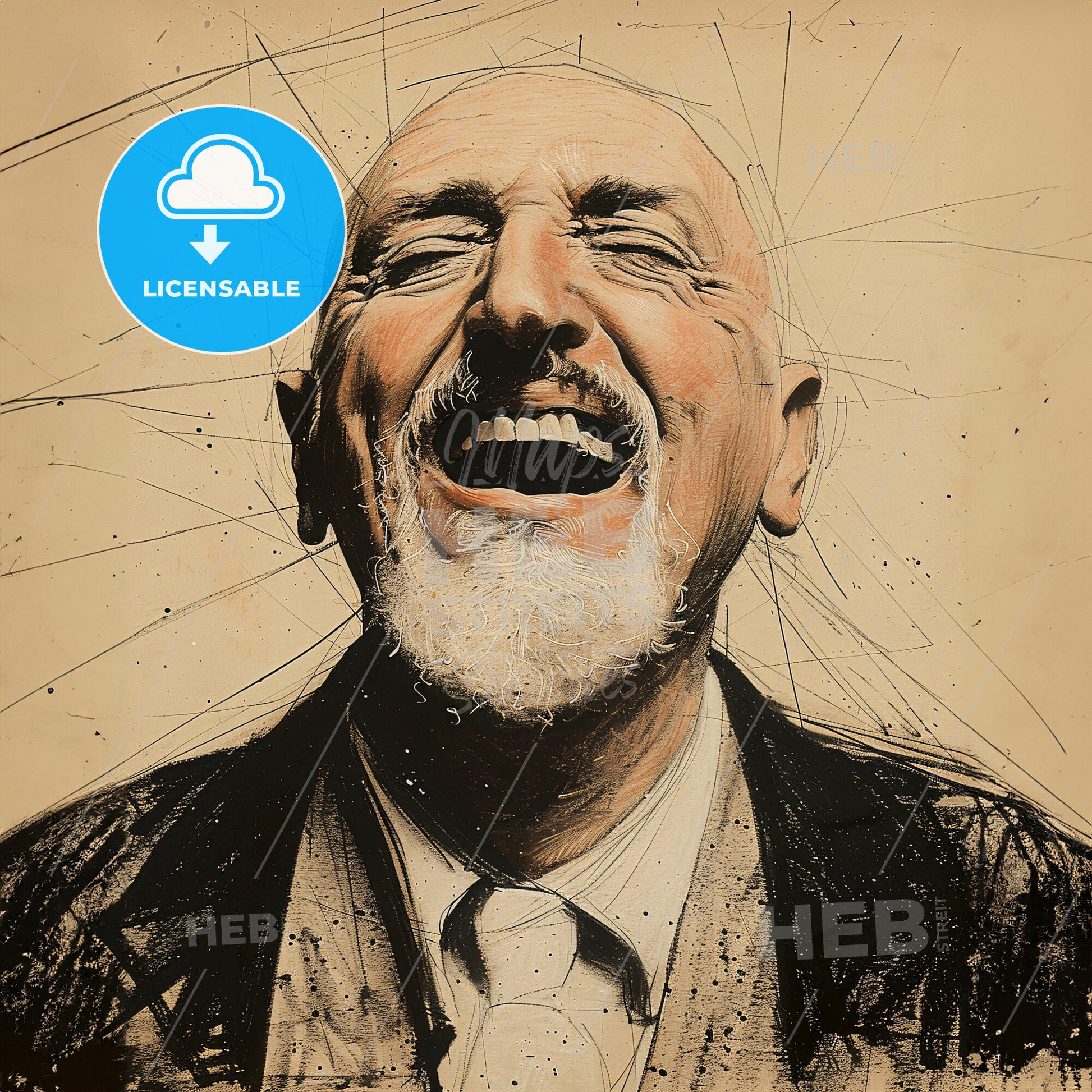 Luigi Pirandello, 1867 - 1936, Italian writer - A Man With A Beard Laughing