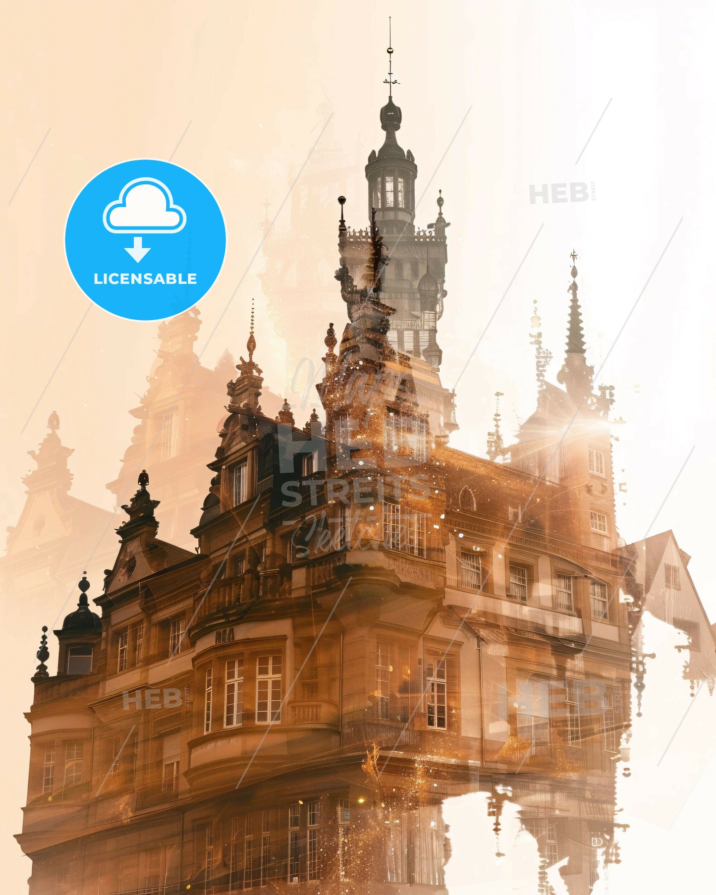 Luxembourg City Skyline Double Exposure Art - A double exposure of a building